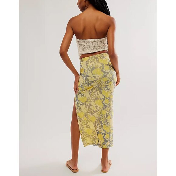 Free People Yellow and Gray Midi Skirt - Picture 4 of 11